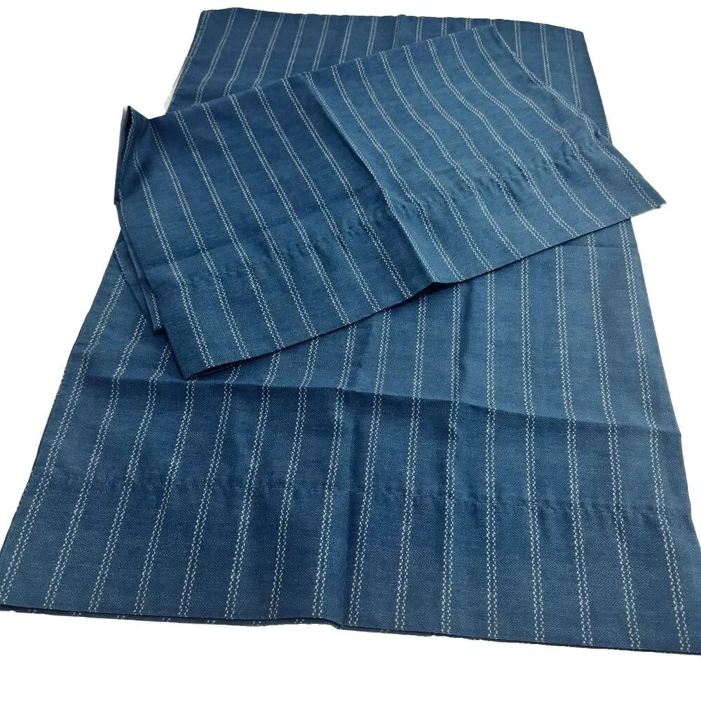 Pair of Vintage Westpoint Stevens Blue Stripe Standard Pillowcases Denim Style